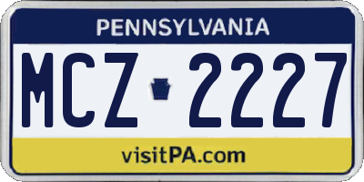 PA license plate MCZ2227