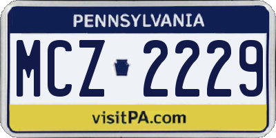 PA license plate MCZ2229