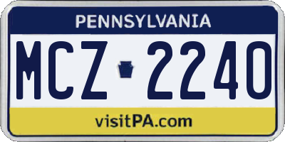 PA license plate MCZ2240