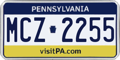 PA license plate MCZ2255