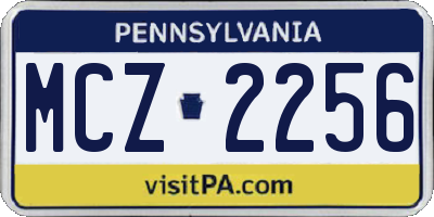 PA license plate MCZ2256