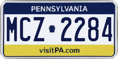 PA license plate MCZ2284