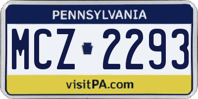 PA license plate MCZ2293