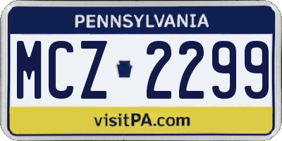 PA license plate MCZ2299