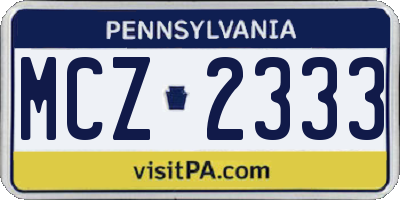 PA license plate MCZ2333
