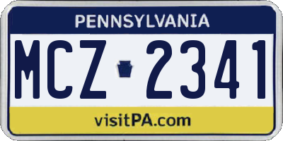 PA license plate MCZ2341