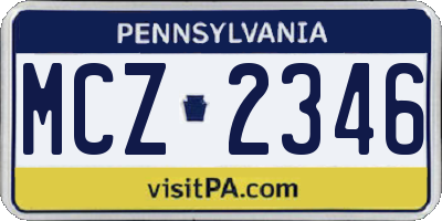 PA license plate MCZ2346
