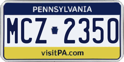 PA license plate MCZ2350