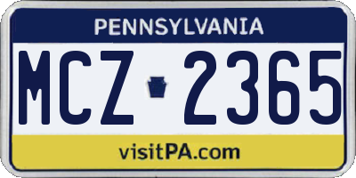 PA license plate MCZ2365