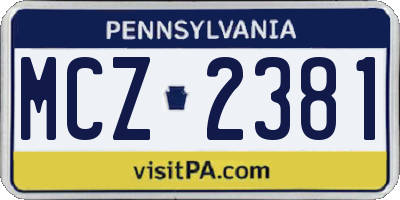 PA license plate MCZ2381