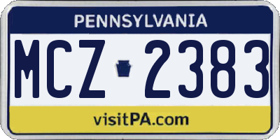 PA license plate MCZ2383