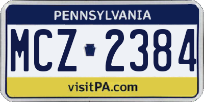 PA license plate MCZ2384