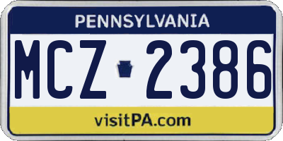PA license plate MCZ2386