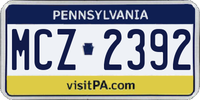 PA license plate MCZ2392