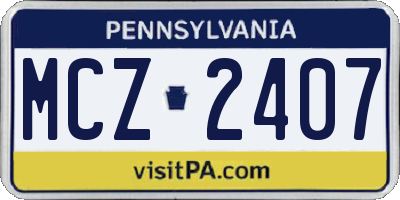 PA license plate MCZ2407
