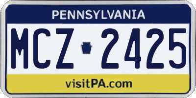 PA license plate MCZ2425