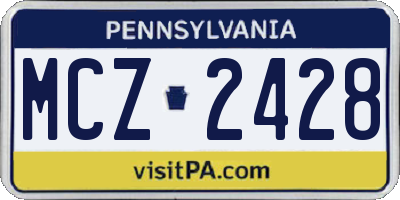PA license plate MCZ2428