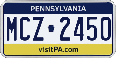 PA license plate MCZ2450