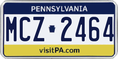 PA license plate MCZ2464