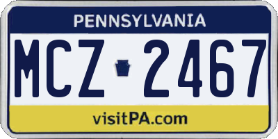 PA license plate MCZ2467