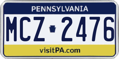 PA license plate MCZ2476