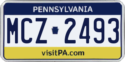 PA license plate MCZ2493