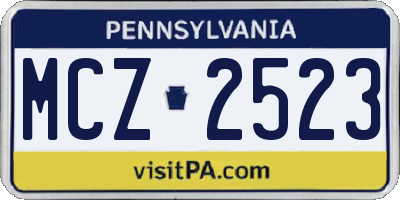 PA license plate MCZ2523