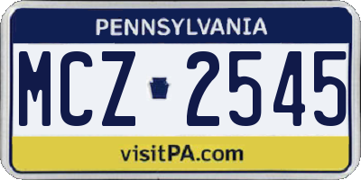 PA license plate MCZ2545