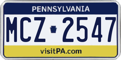 PA license plate MCZ2547