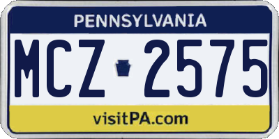 PA license plate MCZ2575