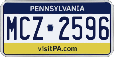 PA license plate MCZ2596