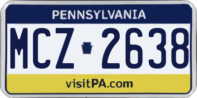 PA license plate MCZ2638