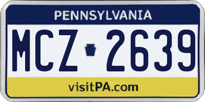 PA license plate MCZ2639