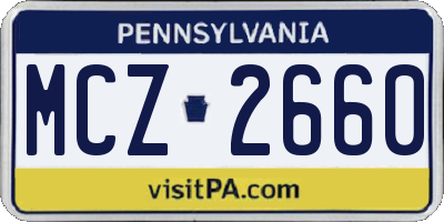 PA license plate MCZ2660