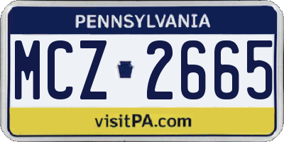 PA license plate MCZ2665