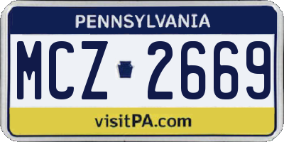 PA license plate MCZ2669