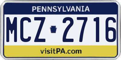 PA license plate MCZ2716