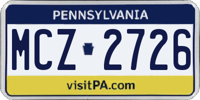 PA license plate MCZ2726