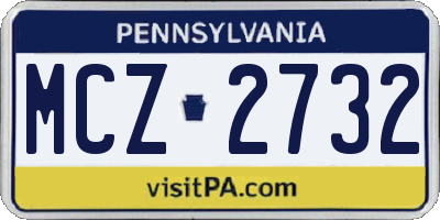 PA license plate MCZ2732