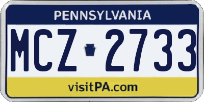 PA license plate MCZ2733