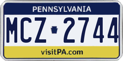 PA license plate MCZ2744