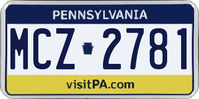 PA license plate MCZ2781