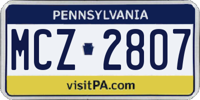 PA license plate MCZ2807