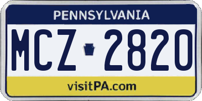 PA license plate MCZ2820
