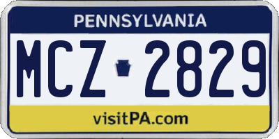 PA license plate MCZ2829