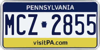 PA license plate MCZ2855