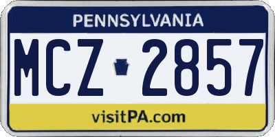 PA license plate MCZ2857