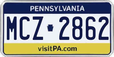 PA license plate MCZ2862