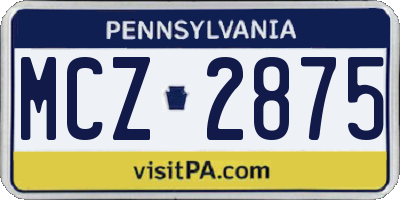 PA license plate MCZ2875
