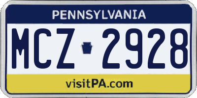 PA license plate MCZ2928